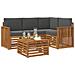 Set di divani da esterno con cuscino 5 pcs Naturale e Antracite - Foto miniatura 3