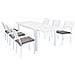 Set Tavolo Giardino Allungabile Rettangolare 160/240 X 90 Con 6 Sedie In Alluminio Bianco Da Esterno - Foto miniatura 1