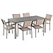 Set Di Tavolo E 6 Sedie Da Giardino In Acciaio, Granito E Fibra Tessile Beige - Piano Singolo - Nero Fiammato - 180cm - Grosseto - Foto miniatura 1