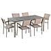 Set Di Tavolo E 6 Sedie Da Giardino In Acciaio, Granito E Fibra Tessile Beige - Piano Singolo - Nero Fiammato - 180cm - Grosseto - Foto miniatura 9