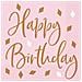 Amscan - 16 Tovaglioli Happy Birthday Rombi Bianchi E Oro Rosa - Foto miniatura 1