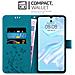 Custodia Compatibile Con Huawei P30 In Blu Fiore - Coperchio Protettivo In Design Floreale Con Chiusura Magnetica, Funzione Stand E Slot Per Carte - Foto miniatura 5