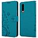 Custodia Compatibile Con Huawei P30 In Blu Fiore - Coperchio Protettivo In Design Floreale Con Chiusura Magnetica, Funzione Stand E Slot Per Carte - Foto miniatura 10