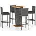 Set da Bar da Giardino 5 pz con Cuscini in Polyrattan Grigio - Foto miniatura 1