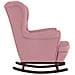 Sedia a Dondolo con Gambe in Massello di Hevea Rosa in Velluto - Foto miniatura 7