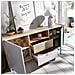 Credenza Rainier, Buffet Da Soggiorno, Madia Da Salotto Moderna A 2 Ante, 155x43h75 Cm, Bianco E Rovere - Foto miniatura 4