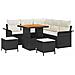 Set da giardino da 8 pezzi con cuscini Nero Polyrattan Acacia,  Divano da giardino a 2 posti con spazio di stoccaggio e cuscini Nero Polyrattan,  Set da pranzo da giardino da 3 pezzi con cuscini Nero Polyrattan Acacia - Foto miniatura 1
