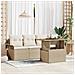 Set Divano da Giardino a 5 Pezzi con Cuscini Beige Rattan Acacia - Foto miniatura 2