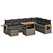 Set Divano da Giardino 9pz con Cuscini Grigio Polyrattan Acacia - Foto miniatura 1