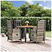 Set da Pranzo da Giardino 5 pz con Cuscini in Polyrattan Grigio - Foto miniatura 2