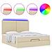 Struttura Letto Pouf con Materasso Crema 160x200 cm in Tessuto - Foto miniatura 5