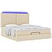 Struttura Letto Pouf con Materasso Crema 160x200 cm in Tessuto - Foto miniatura 6