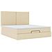 Struttura Letto Pouf con Materasso Crema 160x200 cm in Tessuto - Foto miniatura 7