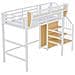 Letto A Soppalco 90x200cm, Con Scala Di Sicurezza E Vano Contenitore Flessibile, Letto In Metallo Per Adulti A Castello Per Bambini, Bianco - Foto miniatura 4