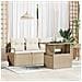 Set Divano da Giardino a 5 Pezzi con Cuscini Beige Rattan Polietilene,  Divano da Giardino a 2 Posti con Cuscini Beige Rattan Polietilene - Foto miniatura 2