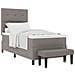 Letto box spring con materasso e panca grigia 80x200 cm tessuto - Foto miniatura 1