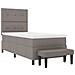 Letto box spring con materasso e panca grigia 80x200 cm tessuto - Foto miniatura 8