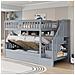 Letto Rialzato 90x200cm, Sotto Letto Idraulico, Con Scaletta E Ripiani, Letto A Castello, Letto Per Ragazzi, Legno Di Pino, Grigio - Foto miniatura 1
