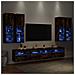 Set Mobili TV a Muro 7 pz con Luci LED Rovere Fumo - Foto miniatura 2