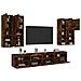 Set Mobili TV a Muro 7 pz con Luci LED Rovere Fumo - Foto miniatura 5