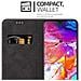 Custodia Compatibile Con Samsung Galaxy A70 In Nero Marrone - Coperchio Protettiva Con Chiusura Magnetica, Funzione Stand E Tasca Per Le Carte - Foto miniatura 3