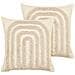 Set Di 2 Cuscini Tatsoi Cotone 45 X 45 Cm Beige Trama Geometrica - Foto miniatura 5