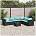 Set Salotto da Giardino con Cuscini 7pz Nero Polyrattan - Foto miniatura 2