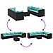 Set Salotto da Giardino con Cuscini 7pz Nero Polyrattan - Foto miniatura 6