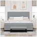 Letto Box Spring con Materasso e Panca Grigia Chiara 180x200 cm in Tessuto - Foto miniatura 5