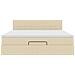 Struttura Letto Pouf con Materasso Crema 160x200 cm in Tessuto - Foto miniatura 7