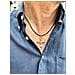 Collana In Pelle Nera E Croce In Argento 7-10 Micron - Foto miniatura 3