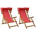 Lettino 2 pcs 3 Posizione Legno di Eucalipto Massello Rosso - Foto miniatura 1