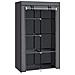 Armadio Spogliatoio In Tessuto Con Ante Zip E Tasche Laterali Home Misure 165x88x45cm Grigio - Foto miniatura 3