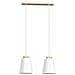 Lampada A Sospensione Bolero - Bianco - Acciaio Verniciato A Polvere, Legno - 40x100x14 Cm - Foto miniatura 1