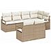 Set di divani da giardino  7 pezzi con cuscini in beige e polyrattan, Divano da giardino  2 posti con cuscini in beige e polyrattan - Foto miniatura 1