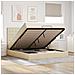 Struttura Letto Pouf con Materasso Crema 160x200 cm in Tessuto - Foto miniatura 2