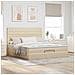 Struttura Letto Pouf con Materasso Crema 160x200 cm in Tessuto - Foto miniatura 3