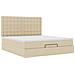 Struttura Letto Pouf con Materasso Crema 160x200 cm in Tessuto - Foto miniatura 6