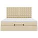 Struttura Letto Pouf con Materasso Crema 160x200 cm in Tessuto - Foto miniatura 7