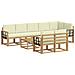 Set di divani da esterno 9 pcs Bianco e Crema Poliestere - Foto miniatura 1