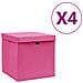 Contenitori con Coperchio 4 pz 28x28x28 cm Rosa - Foto miniatura 1