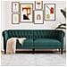 Divano Chesterfield A 3 Posti Verde Scuro In Tessuto - Foto miniatura 1