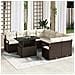 Set Divano da Giardino in 9 Pezzi con Cuscini Marrone Polyrattan,  Divano da Giardino per 2 Persone con Spazio di Archiviazione e Cuscini Marrone Polyrattan - Foto miniatura 2