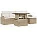 Set Divano da Giardino con cuscino 6 pcs Beige Poly Rattan - Foto miniatura 1