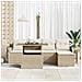 Set Divano da Giardino con cuscino 6 pcs Beige Poly Rattan - Foto miniatura 3