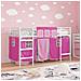 Struttura del Letto Loft per Bambini con Tendine Bianco e Rosa - Foto miniatura 3