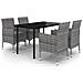 Set da Pranzo da Giardino 5 pz con Cuscini Polyrattan e Vetro - Foto miniatura 1