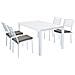 Set Tavolo Giardino Allungabile Rettangolare 160/240 X 90 Con 4 Sedie In Alluminio Bianco Da Esterno - Foto miniatura 1