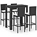 Set Bar Da Giardino 5 Pz Con Cuscini Polyrattan Nero - Foto miniatura 1