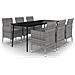 Set Da Pranzo Per Giardino 7 Pz Con Cuscini Polyrattan E Vetro - Foto miniatura 2